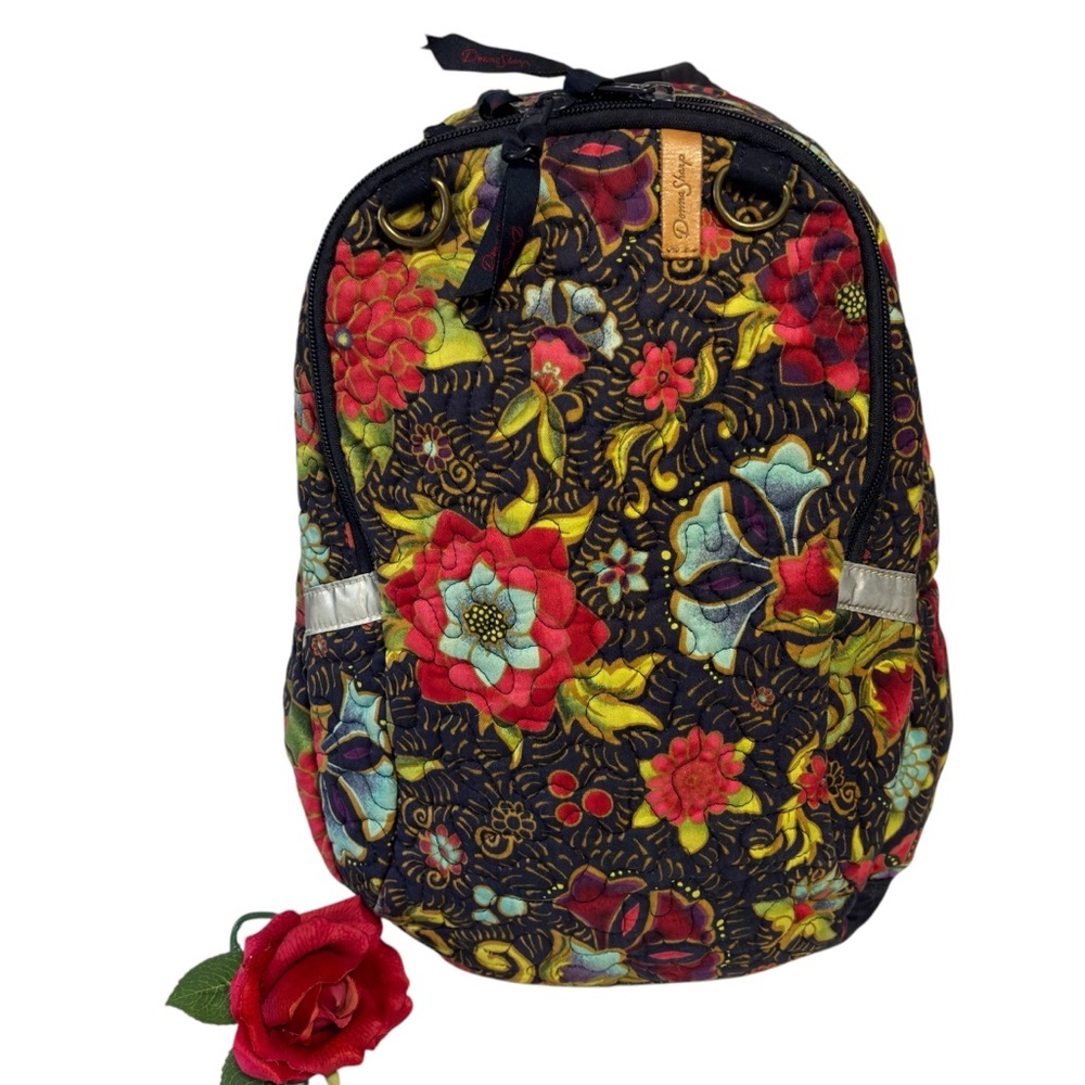 Donna Sharp Quilted Backpack Blue Red Purple Yell… - image 1
